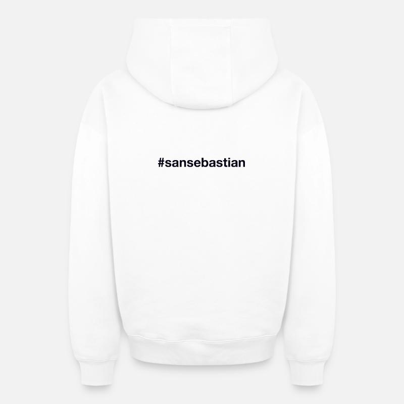 Saint-Sébastien, Espagne, Espagne - Sweat à capuche unisexe zippé oversize épais SPREAD - blanc