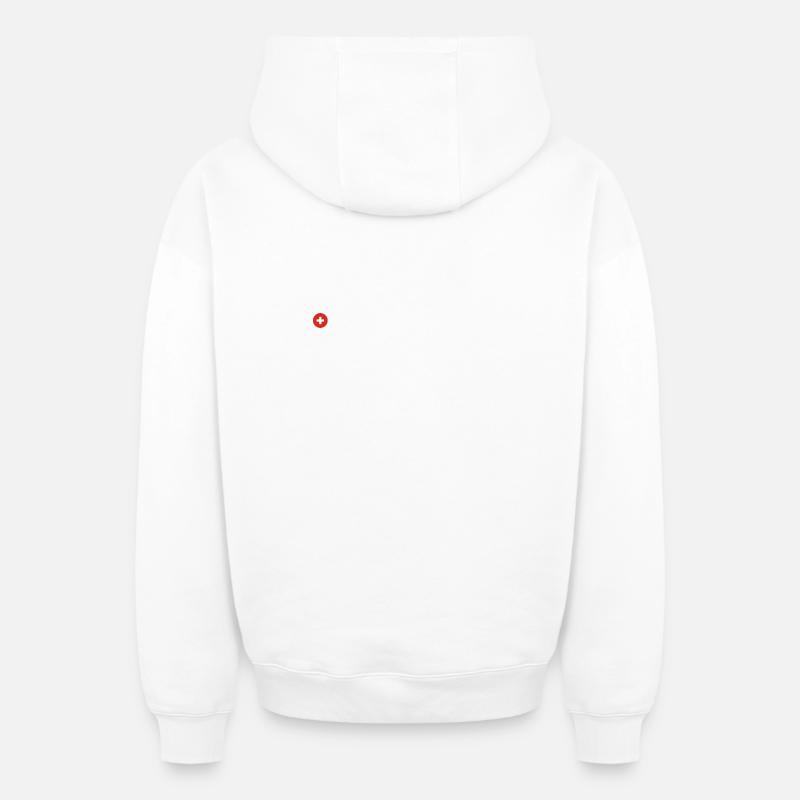 Drapeau de la Suisse - Sweat à capuche unisexe zippé oversize épais SPREAD - blanc