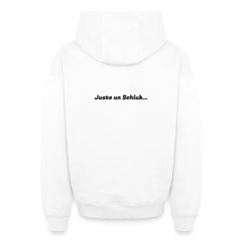Juste_un_Schluck_logo - Oversized Heavyweight Unisex Zip Hoodie - Weiß - Hinten - AI Model Male 178 light (178cm)