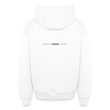 Coordinates City of Zurich Switzerland - Oversized Heavyweight Unisex Zip Hoodie - white - Back - AI Model Male 178 light (178cm)