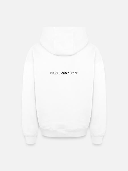 London coordinates - Oversized Heavyweight Unisex Zip Hoodie - white