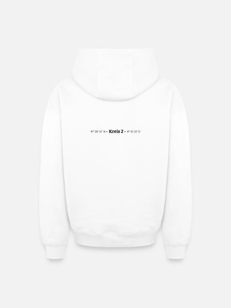 Coordonnées District 2 Zurich - Sweat à capuche unisexe zippé oversize épais SPREAD - blanc