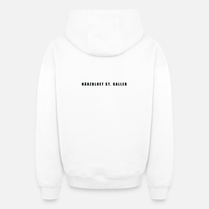 Härzbluet St. Galler St. Gallen - Sweat à capuche unisexe zippé oversize épais SPREAD - blanc