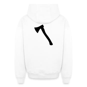 Hatchet - Ax - Oversized Heavyweight Unisex Zip Hoodie - white - Back - AI Model Male 178 light (178cm)