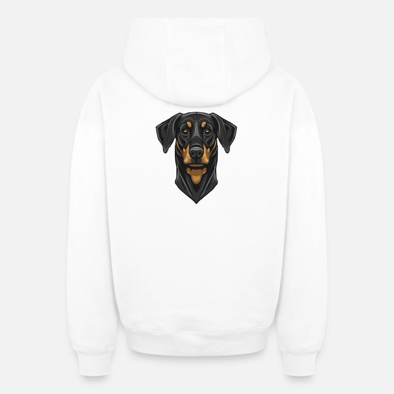 Dobermann - Sweat à capuche unisexe zippé oversize épais SPREAD - blanc
