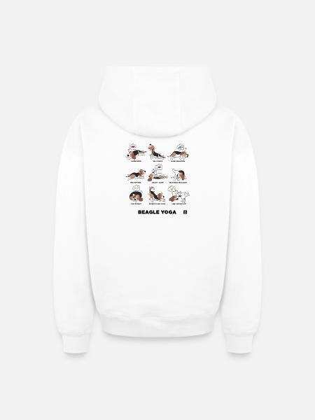 BEAGLE YOGA - Sweat à capuche unisexe zippé oversize épais SPREAD - blanc