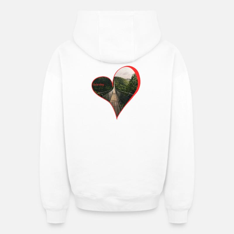 Geierlay - Sweat à capuche unisexe zippé oversize épais SPREAD - blanc