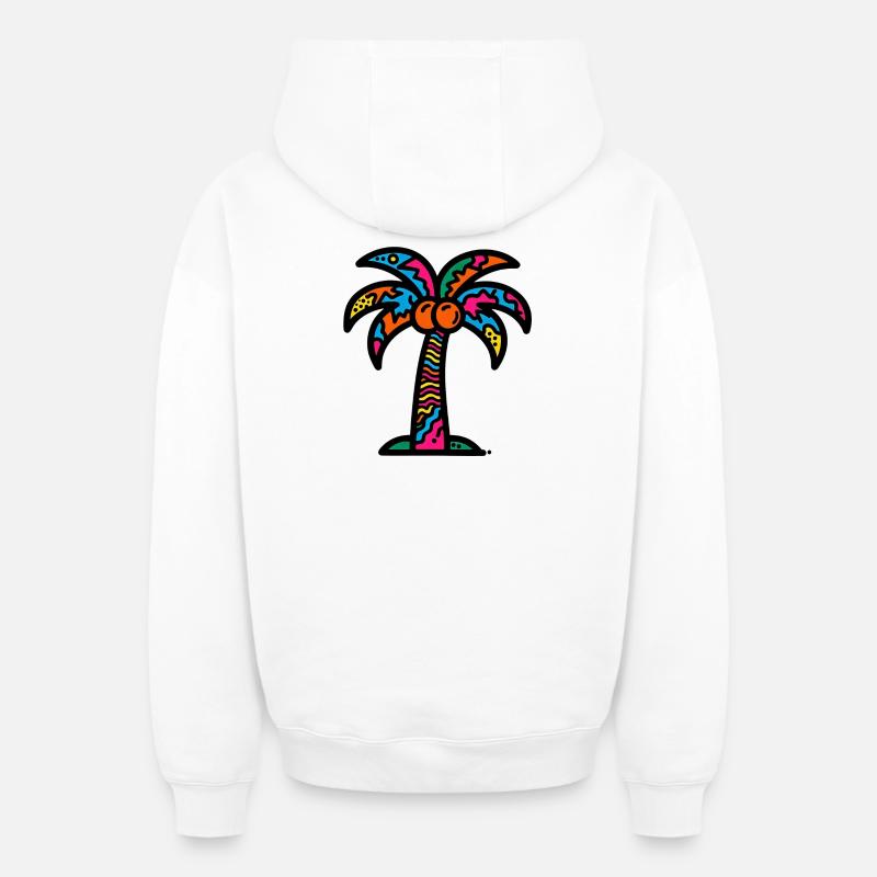 Palmier - Sweat à capuche unisexe zippé oversize épais SPREAD - blanc