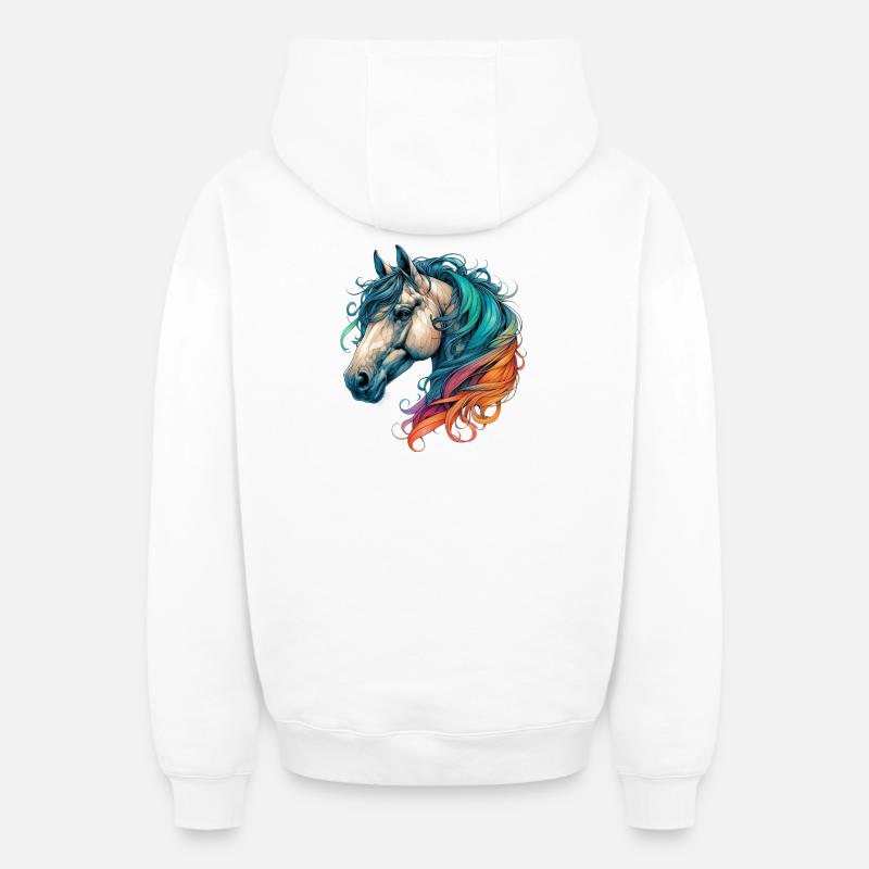 Cheval - Sweat à capuche unisexe zippé oversize épais SPREAD - blanc