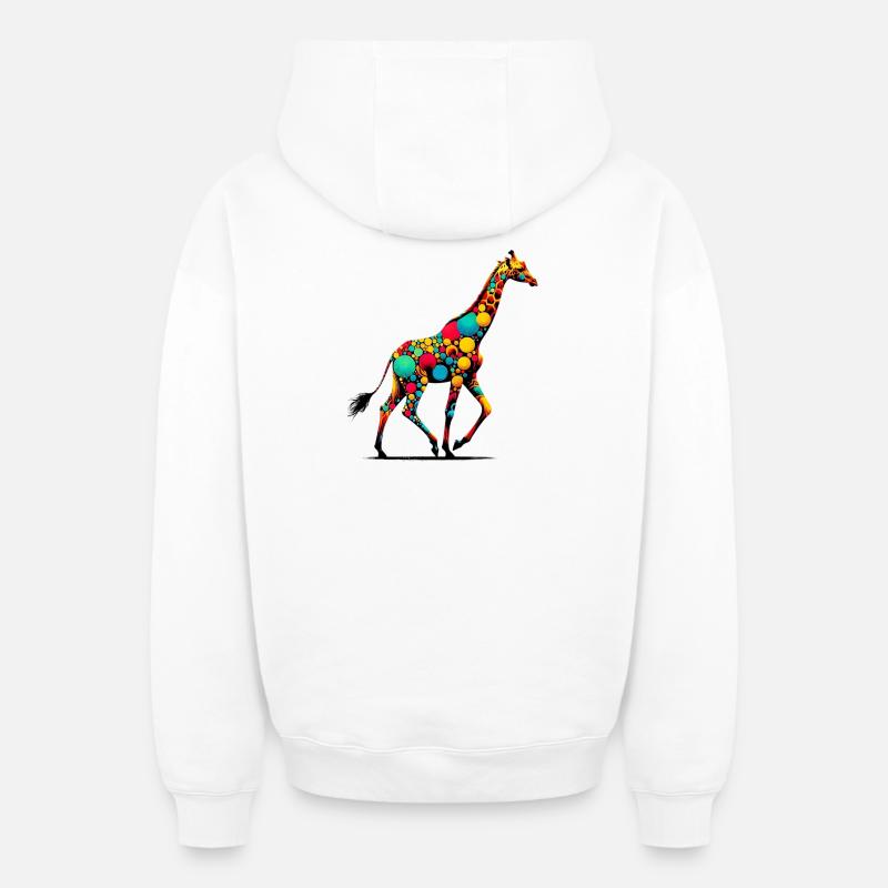 Girafe - Sweat à capuche unisexe zippé oversize épais SPREAD - blanc