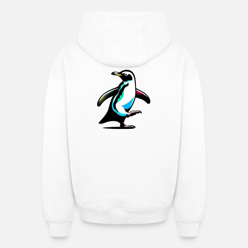 Pingouin - Sweat à capuche unisexe zippé oversize épais SPREAD - blanc