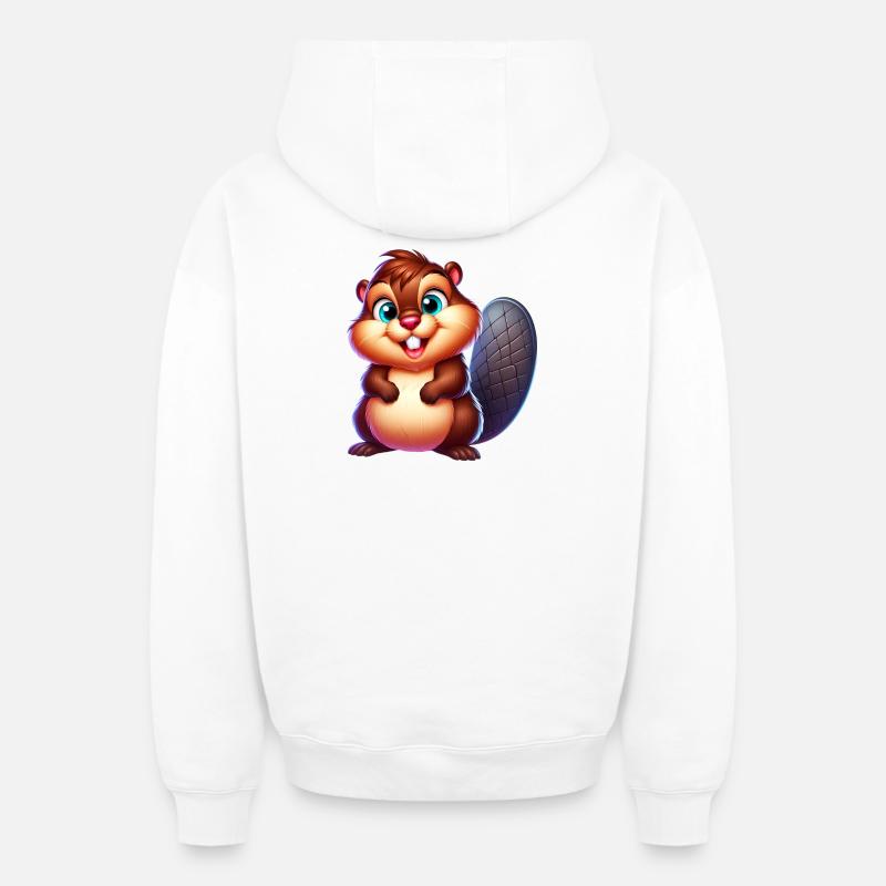 Castor - Sweat à capuche unisexe zippé oversize épais SPREAD - blanc