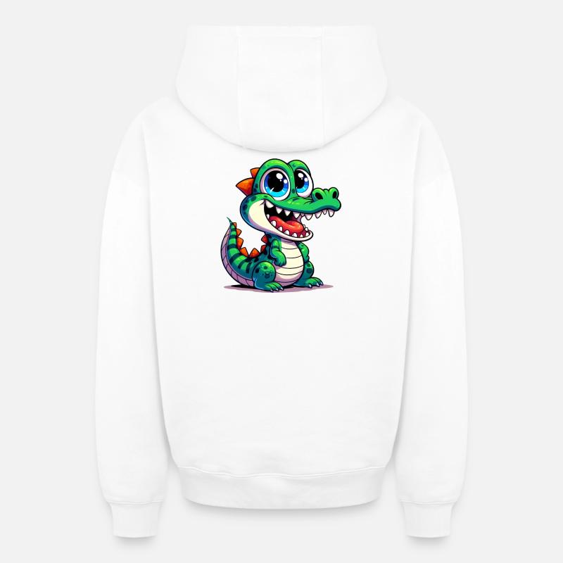 Alligator Crocodile - Sweat à capuche unisexe zippé oversize épais SPREAD - blanc