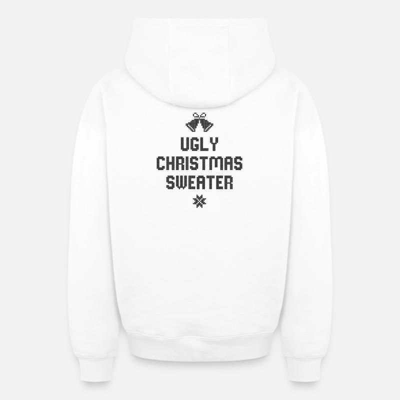 Pull de Noël moche - Sweat à capuche unisexe zippé oversize épais SPREAD - blanc
