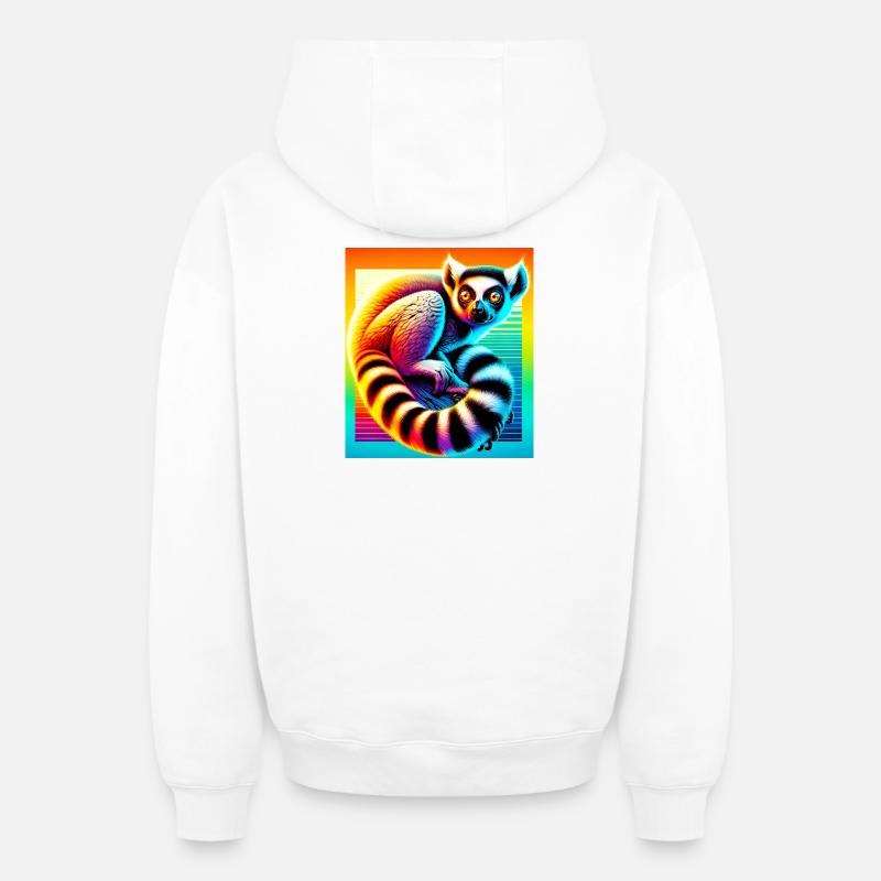 Lémurien - Sweat à capuche unisexe zippé oversize épais SPREAD - blanc