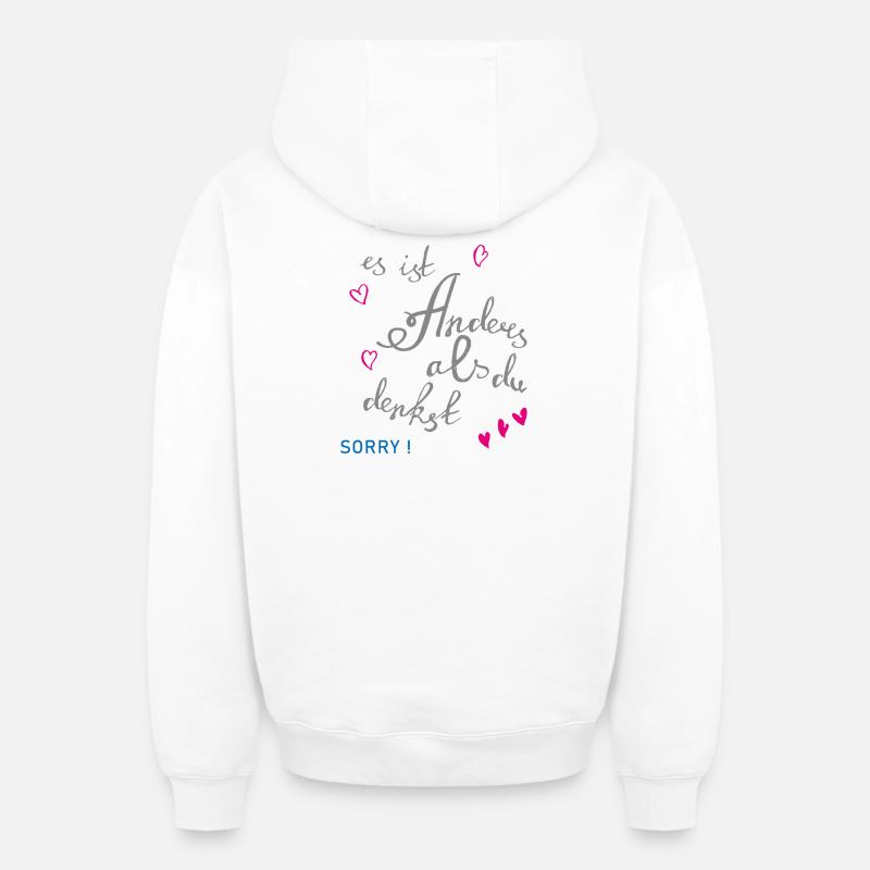 Désolé Entschuldigung - Sweat à capuche unisexe zippé oversize épais SPREAD - blanc