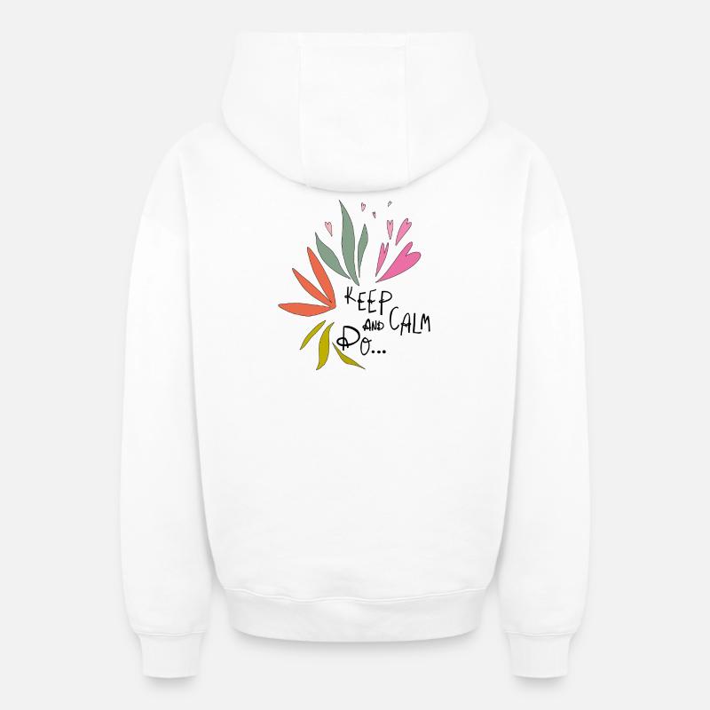 Restez calme - Sweat à capuche unisexe zippé oversize épais SPREAD - blanc