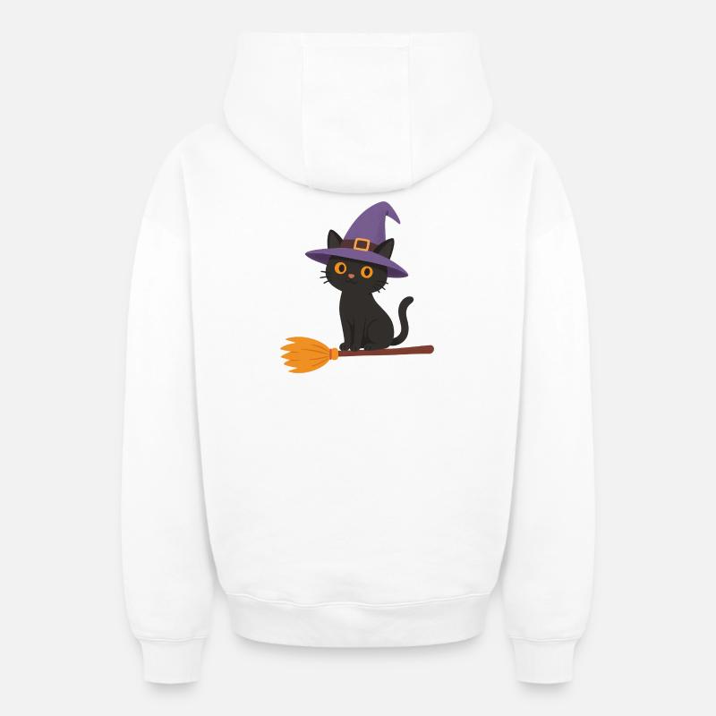 Sorcière sur un balai - Sweat à capuche unisexe zippé oversize épais SPREAD - blanc
