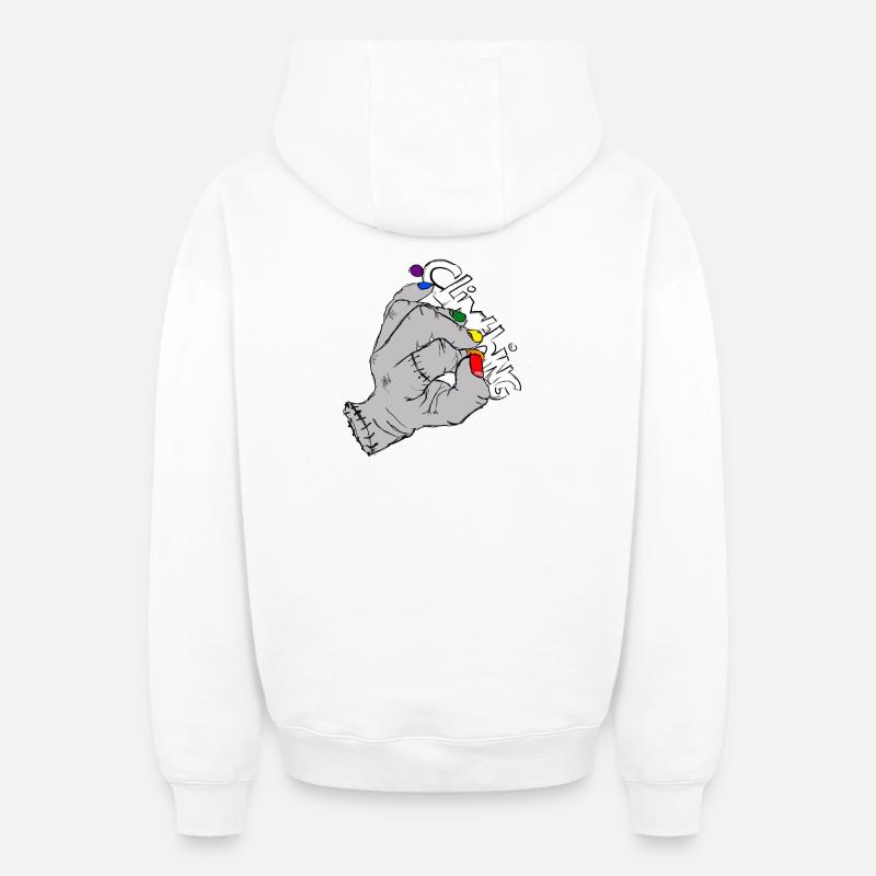 climthing - Sweat à capuche unisexe zippé oversize épais SPREAD - blanc