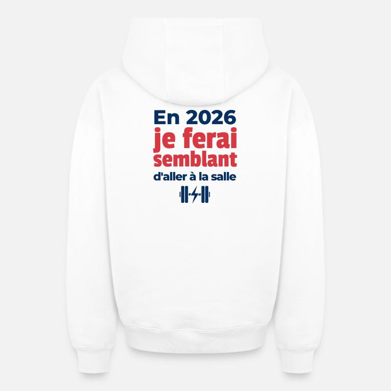 Résolution de fin d'année - Sweat à capuche unisexe zippé oversize épais SPREAD - blanc