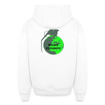 Explosive Earth - Oversized Heavyweight Unisex Zip Hoodie - white - Back - AI Model Male 178 light (178cm)