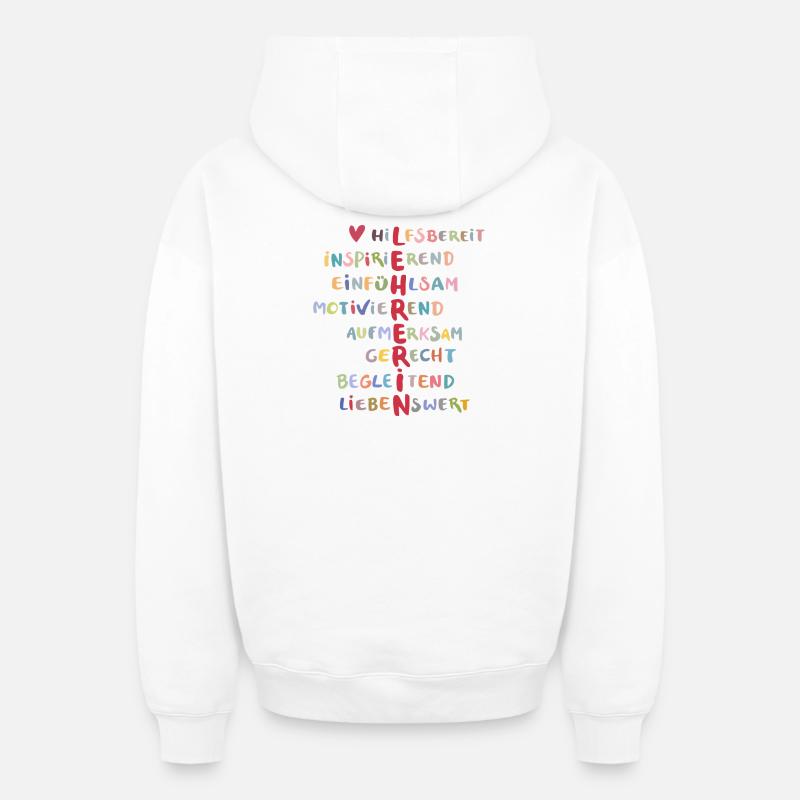 enseignant - Sweat à capuche unisexe zippé oversize épais SPREAD - blanc