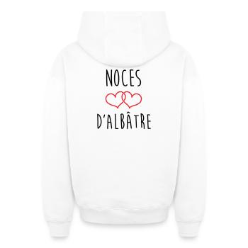 Alabaster Wedding 75 Years of Marriage - Oversized Heavyweight Unisex Zip Hoodie - white - Back - AI Model Male 178 light (178cm)