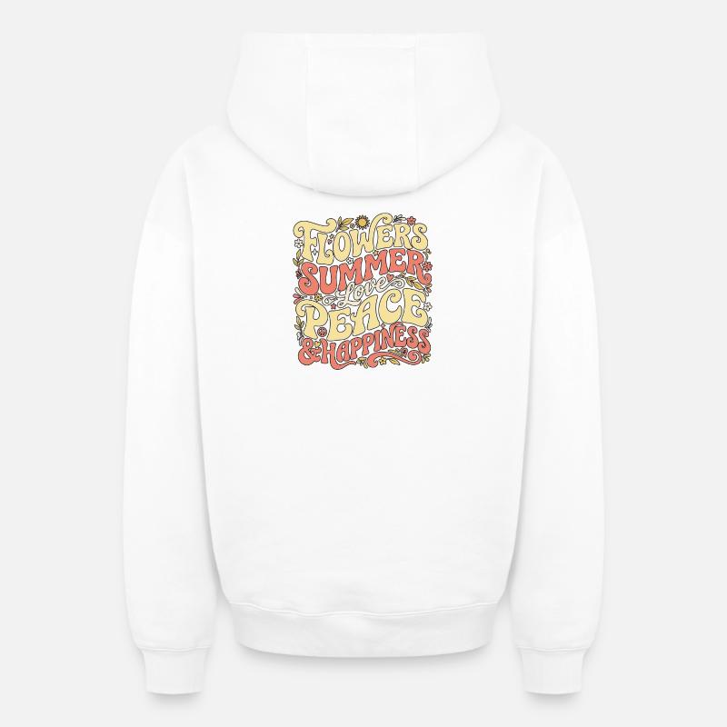 Fleur d’été rétro - Sweat à capuche unisexe zippé oversize épais SPREAD - blanc