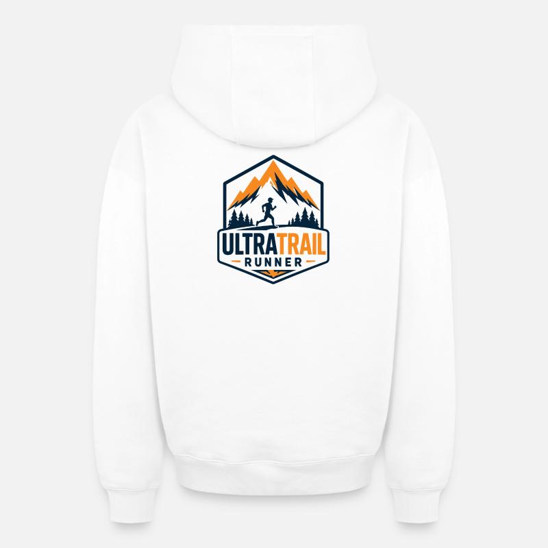 Coureur d’ultra-trail - Sweat à capuche unisexe zippé oversize épais SPREAD - blanc