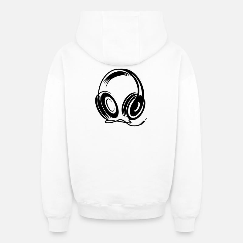 a headphone with cable - Oversized Heavyweight Unisex Zip Hoodie - white