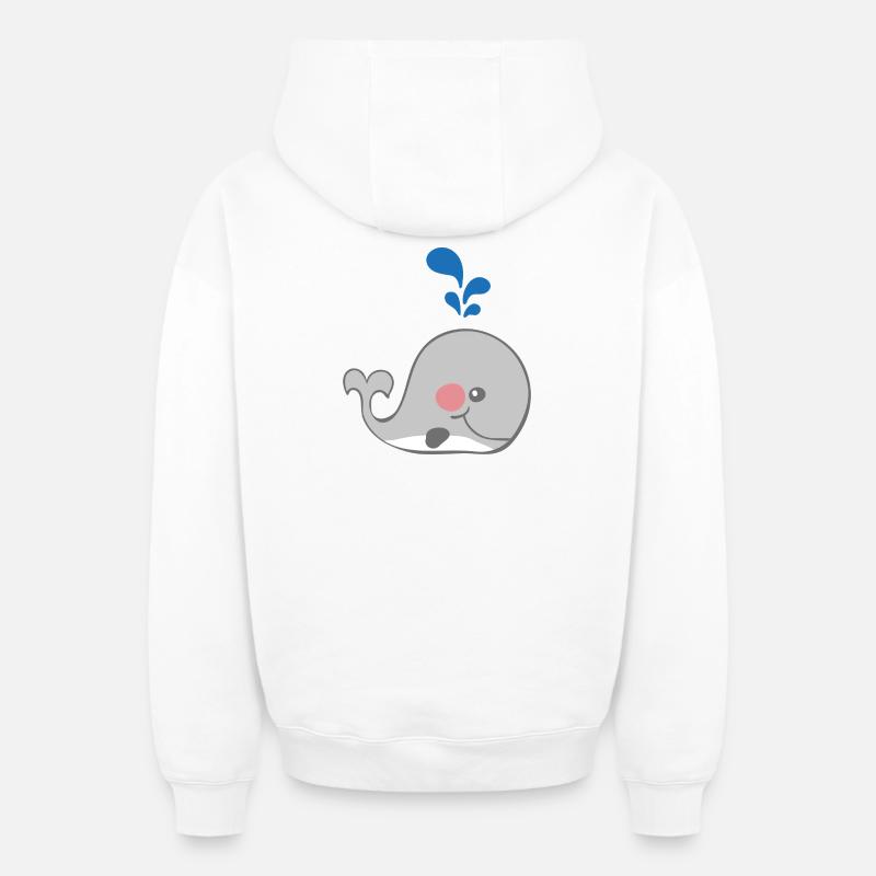 baleine - Sweat à capuche unisexe zippé oversize épais SPREAD - blanc