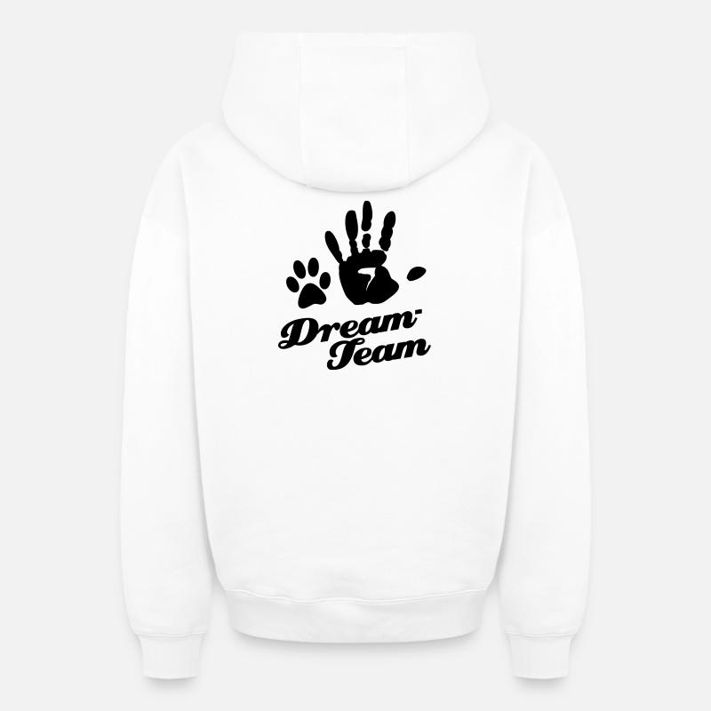 Dream Team Animal Lovers Paw - Sweat à capuche unisexe zippé oversize épais SPREAD - blanc