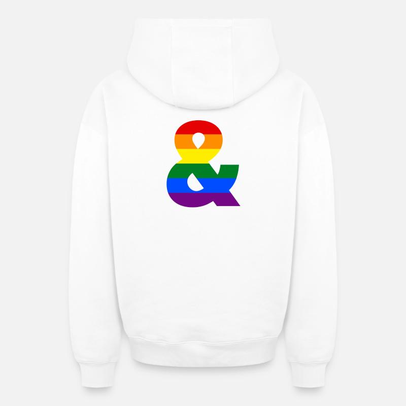 esperluette arc-en-ciel - Sweat à capuche unisexe zippé oversize épais SPREAD - blanc