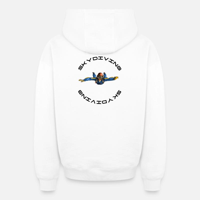 parachutisme - Sweat à capuche unisexe zippé oversize épais SPREAD - blanc