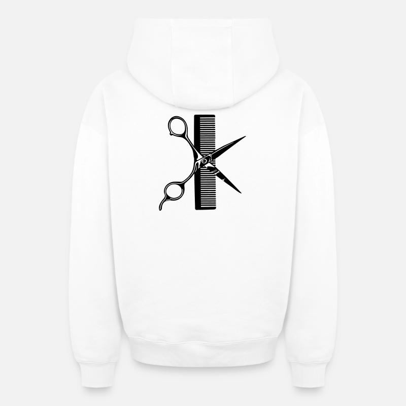 Peigne à ciseaux - Sweat à capuche unisexe zippé oversize épais SPREAD - blanc