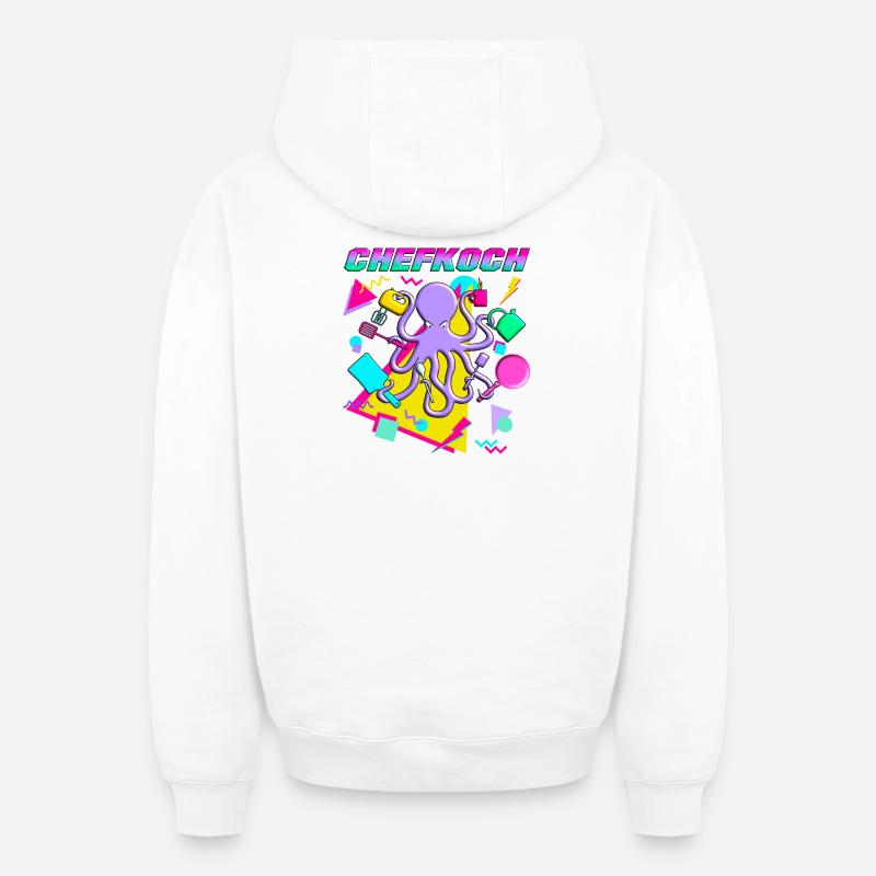 Octopus Chef - Sweat à capuche unisexe zippé oversize épais SPREAD - blanc