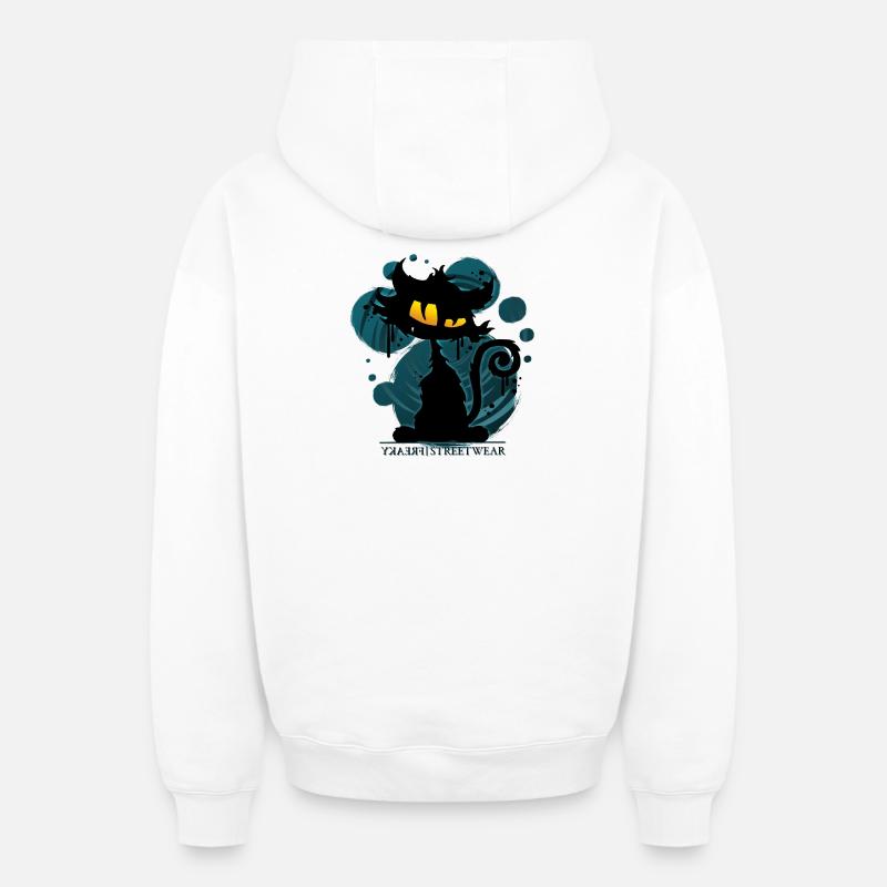 Chat Gaucho - Sweat à capuche unisexe zippé oversize épais SPREAD - blanc