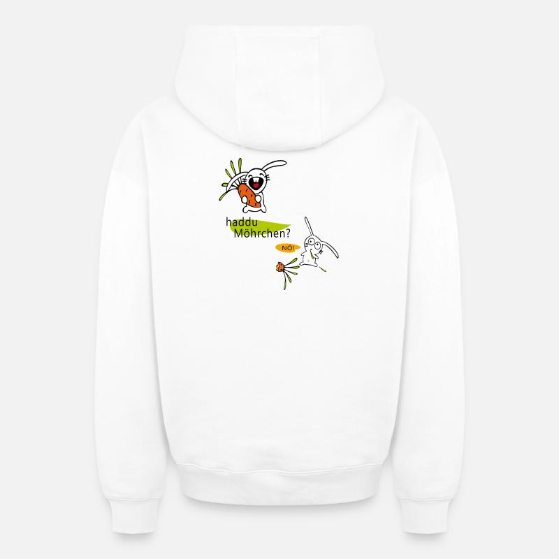 Des carottes haddu ? Pâques - Sweat à capuche unisexe zippé oversize épais SPREAD - blanc