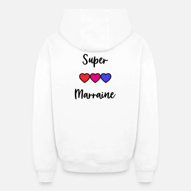 MARRAINE - Sweat à capuche unisexe zippé oversize épais SPREAD - blanc