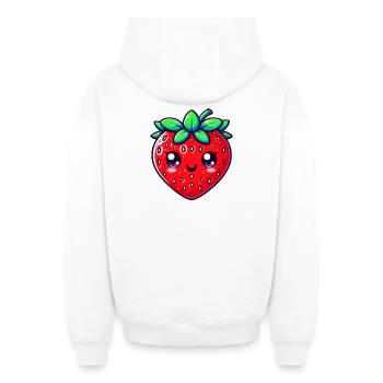 Fraise Fraises - Sweat à capuche unisexe zippé oversize épais SPREAD - blanc - Dos - AI Model Male 178 light (178cm)