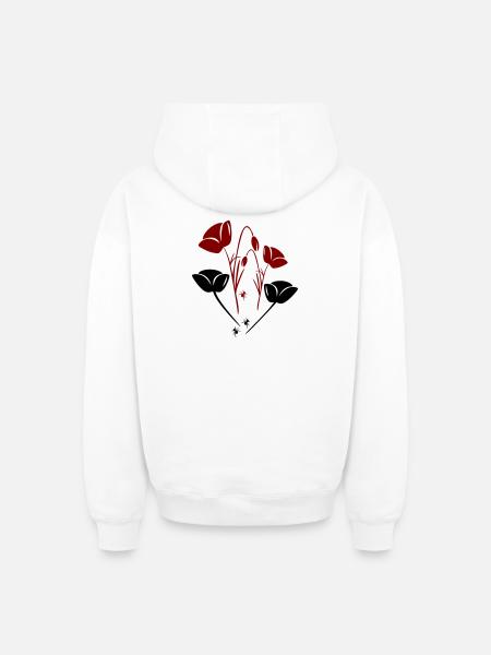 Tulips with ants - Oversized Heavyweight Unisex Zip Hoodie - white