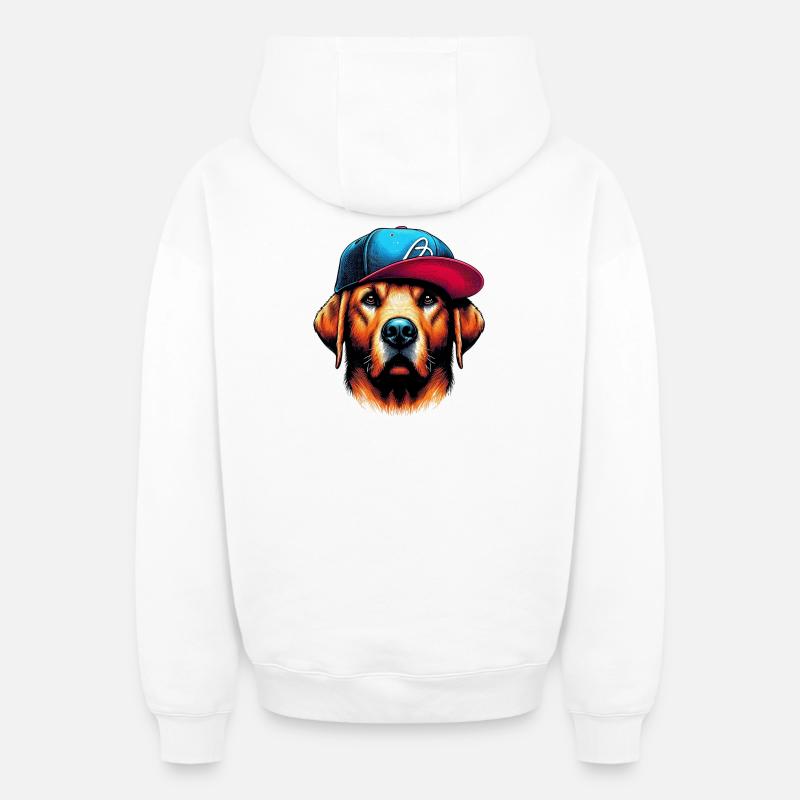 Chien - Sweat à capuche unisexe zippé oversize épais SPREAD - blanc