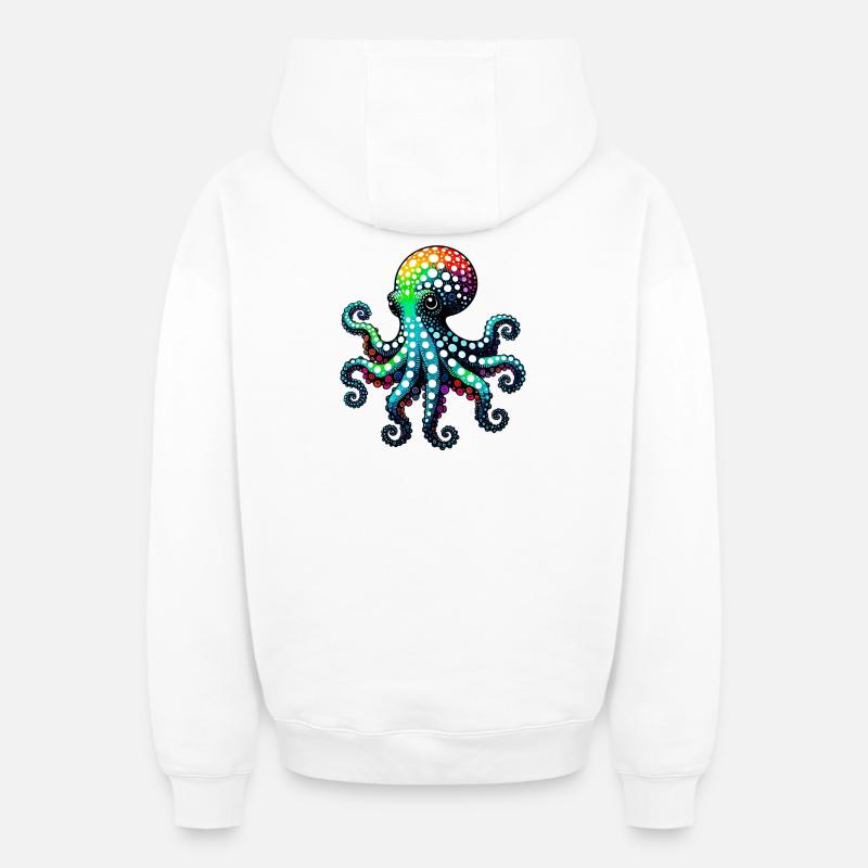 Pieuvre - Sweat à capuche unisexe zippé oversize épais SPREAD - blanc