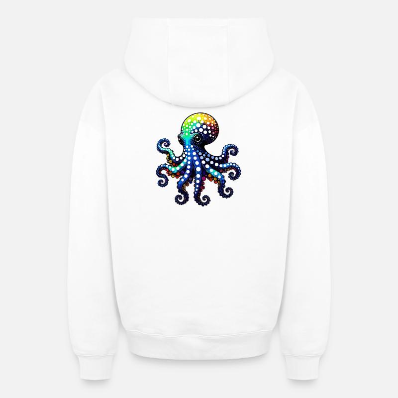 Pieuvre - Sweat à capuche unisexe zippé oversize épais SPREAD - blanc
