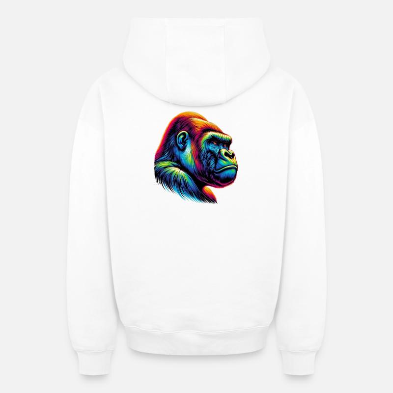 Gorille - Sweat à capuche unisexe zippé oversize épais SPREAD - blanc