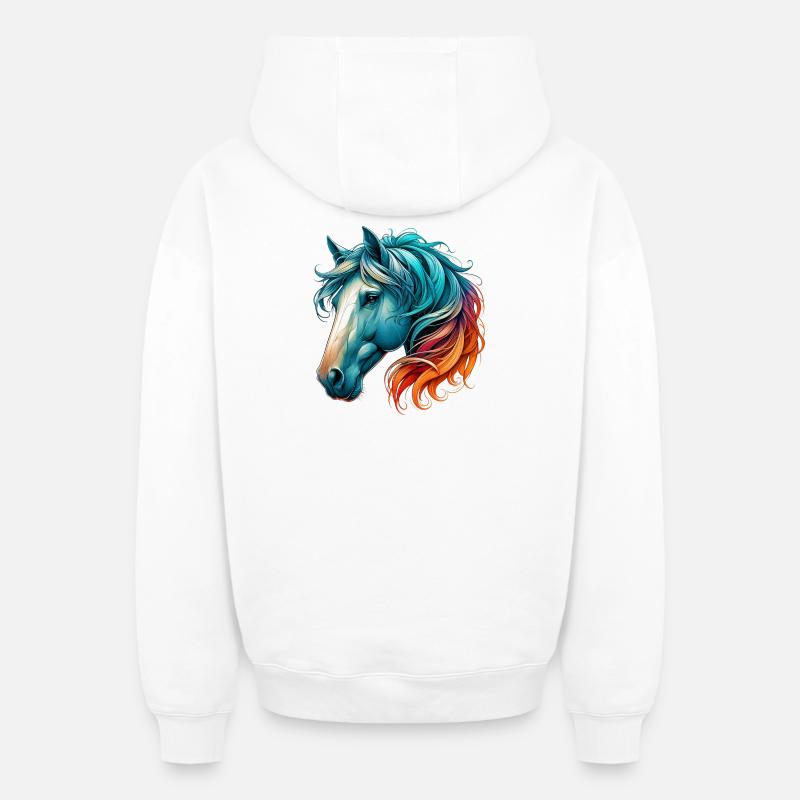 Cheval - Sweat à capuche unisexe zippé oversize épais SPREAD - blanc