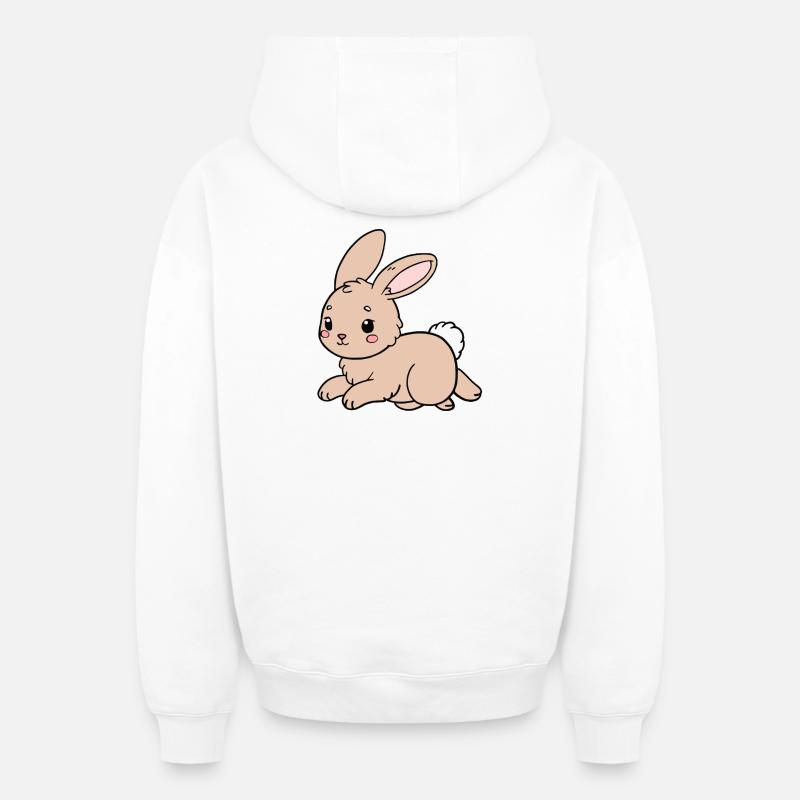Lapin Lapin - Sweat à capuche unisexe zippé oversize épais SPREAD - blanc