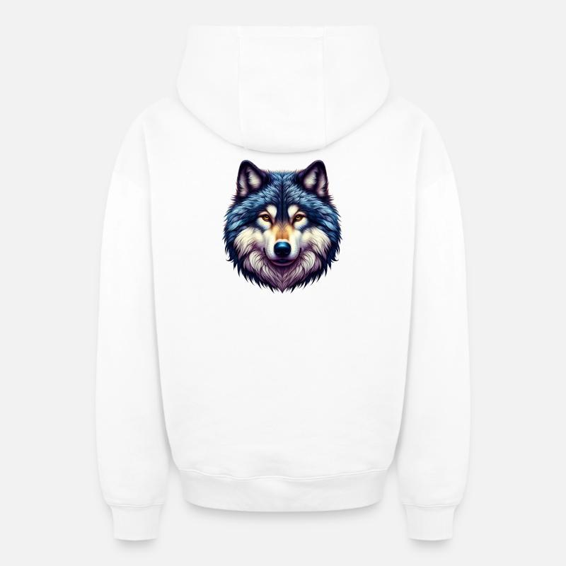 Loup - Sweat à capuche unisexe zippé oversize épais SPREAD - blanc