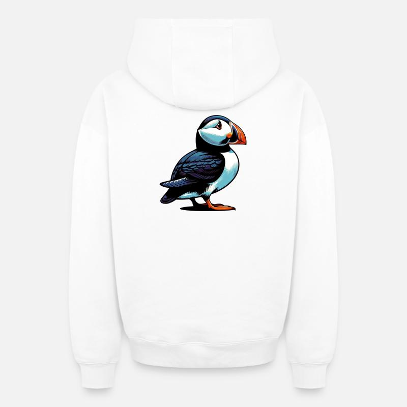 Macareux - Sweat à capuche unisexe zippé oversize épais SPREAD - blanc