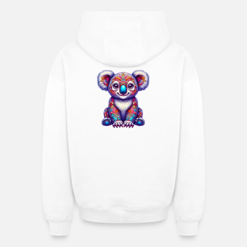 Koala - Sweat à capuche unisexe zippé oversize épais SPREAD - blanc